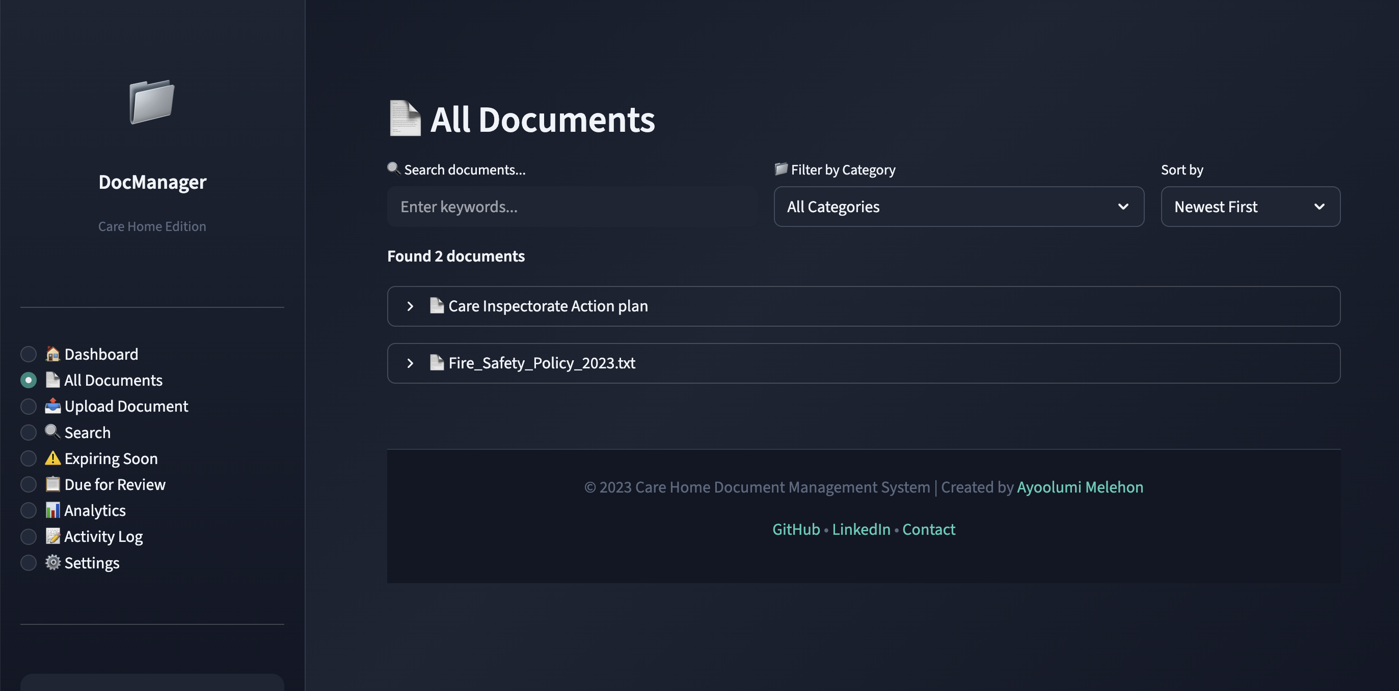 Care Home Document Management System screenshot 2